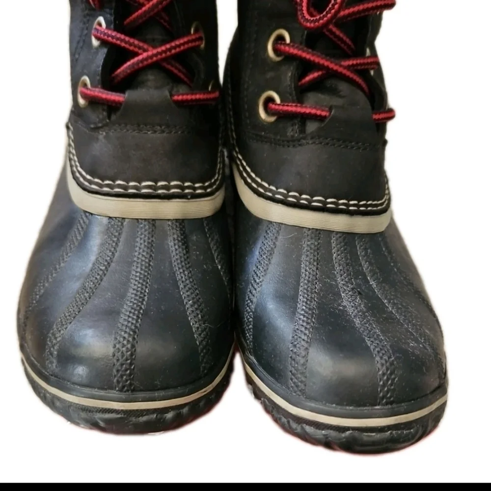 Sorel Women's Black Slimpack II Lace Up Winter Warm Waterproof Leather Boots 10